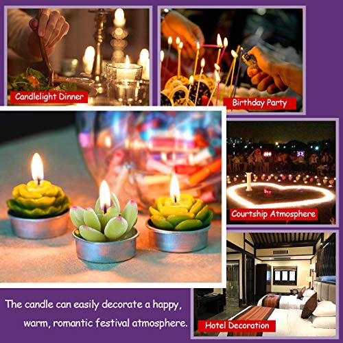 Swpeet 12Pcs Decorative Succulent Cactus Tealight Candles Kit, Cute Smokeless Succulent Plants Perfect for Candles Festiva...
