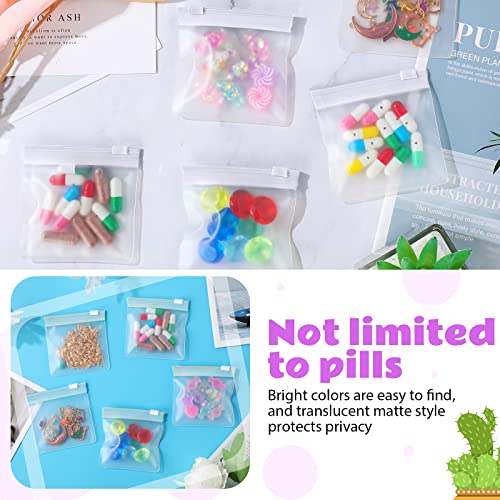 24 Pieces Pill Pouch Bags Zippered Set Reusable Translucent Medicine Organizer Sealing Travel Plastic Bags with Slide Lock...