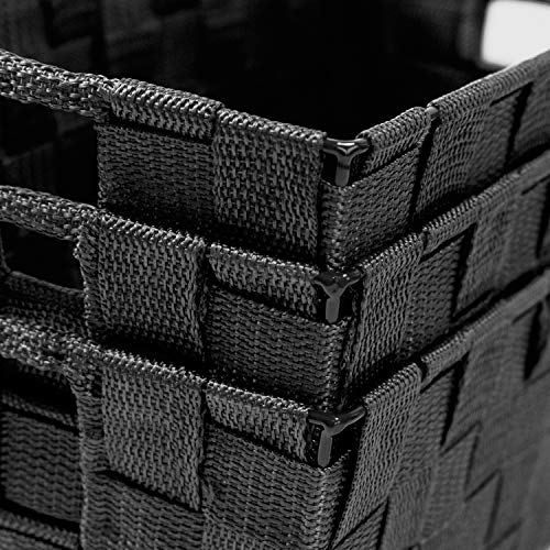 Woven Black Storage Baskets Shelf Tote Boxes Container, Durable Storage Organizer Bins with Built-in Handles for Bedroom, ...