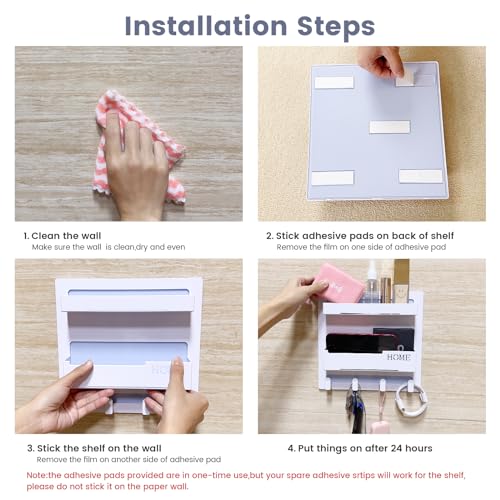 CHENYAOAI Bedside Shelf Accessories Organizer, Wall Mount Self Stick On, Cute Room Decor Aesthetic, Girls Room Decor, Cool...