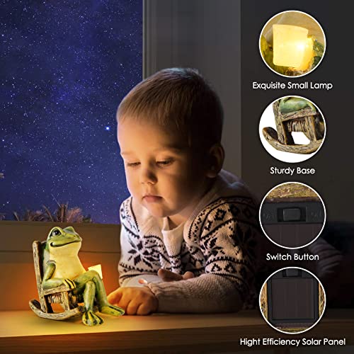 FOXMIS Miniature Frog Garden Statue Gifts Easter Decorations Outdoor Fairy Garden Accessories Outdoor Lights Solar Garden ...