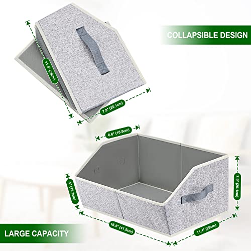 Homsorout Closet Organizers Bins 6 Packs - Large Closet Shelf Organizer with Handles, Fabric Trapezoid Storage Bins, Colla...