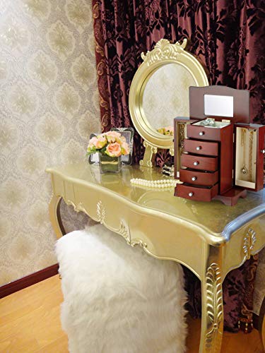 RR ROUND RICH DESIGN Jewelry Box - Made of Solid Wood with Tower Style 4 Drawers Organizer and 2 Separated Open Doors on 2...