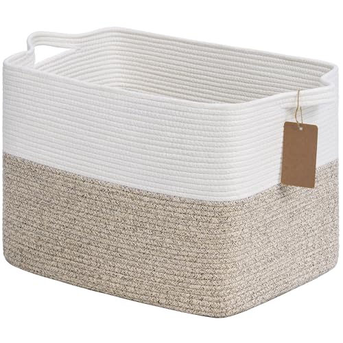 Goodpick Woven Storage Baskets for Organizing, Blanket Basket Living Room, Rope Baskets for Storage, Rectangle Toy Basket ...