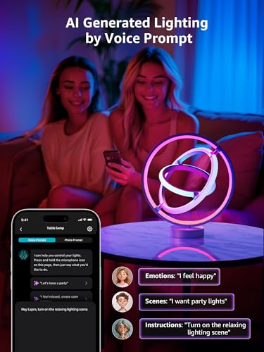 Lepro TB1 AI Smart Table Lamp, RGB+IC Addressable Color Changing Desk Light Alexa Google Home Enable, Music Sync, DIY Endl...