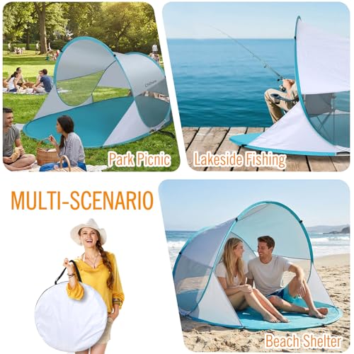 Chihee Pop Up Beach Tent for 1-2 Person Instant Automatic Sun Shelter with UV Protection Silver Coated Fabric Breathable M...