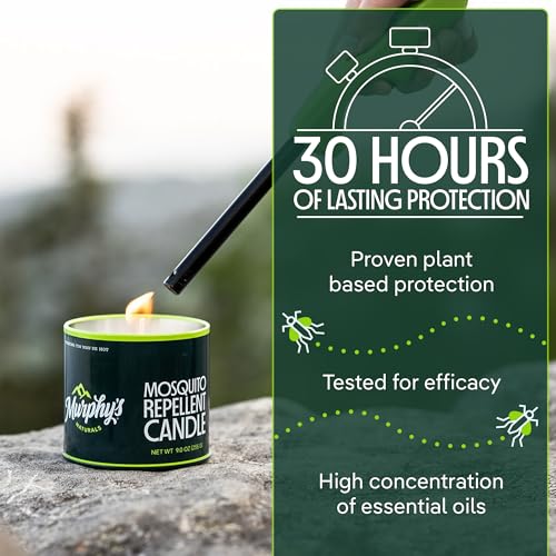 Murphy's Naturals Mosquito Bug Repellent Candles for Outdoor Patio, Citronella & Essential Oils, Soy/Beeswax Blend, 30-Hou...