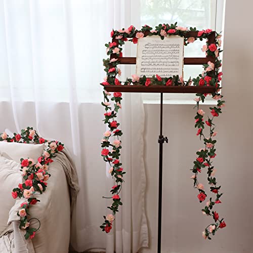 MARTINE MALL Flower Garland Rose Vines, 2 Strands 16.5Ft Flower Vines for Bedroom, Rose Floral Garland Decorations for Roo...