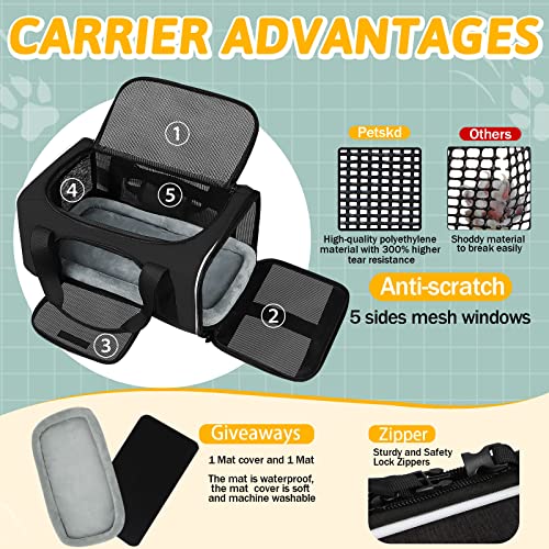 Petskd Pet Carrier 17x11x9.5 Alaska Airline Approved,Pet Travel Carrier Bag for Small Cats and Dogs, Soft Dog Carrier for ...
