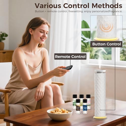 Hotel Scent Diffuser Starter Kit - 1000 Square Feet,7 Ambient Light Settings, Includes 5 Essential Oils for Hotel Aromathe...