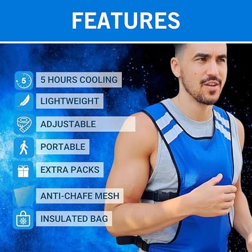 CHILLSWIFT Cooling Vest for Men & Women - Adjustable Lightweight Ice Vest, S-XXL, Includes 8 Ice Packs, Ideal for Motorcyc...