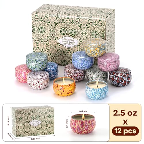 Obisesio Scented Candle Set, 12 Pack Candles Gift for Home Scented, Aromatherapy Candle Gift, 2.5 oz Long Lasting Soy Cand...