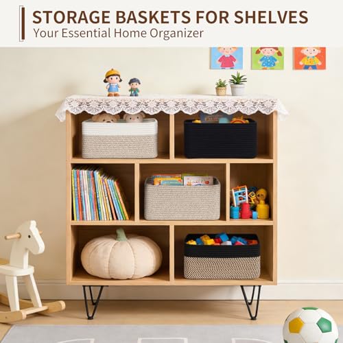 Goodpick 4 Pack Storage Baskets for Shelves, Rectangle Wicker Storage Bins for Baby Shower Toys, Decorative Organizer Shel...