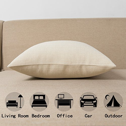 Jeanerlor Lined Linen White Throw Pillow Cover 12x20 inch Cushion Case from Home Decor for Baby/Children, (30 x 50 cm), Li...
