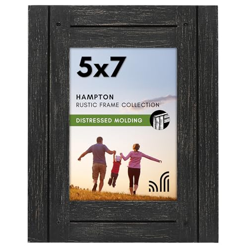 Americanflat 5x7 Picture Frame with Polished, Crystal Clear Glass - Hampton Collection - Distressed Wood Picture Frames fo...