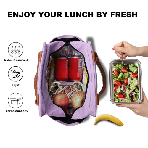 Joymee Lunch Bag Women Insulated Lunch Box Reusable Leakproof Large Spacious Cooler Tote for Women Men Adult with Bottle H...