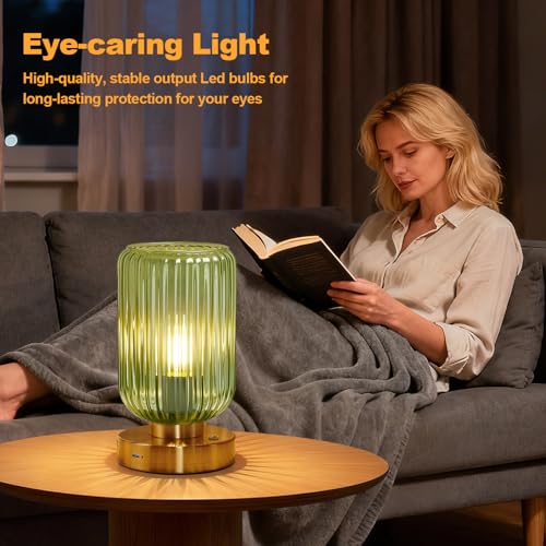 LightRound Cordless Table Lamp for Bedroom, 7500mAh Rechargeable Battery Operated Lamp, Modern Touch Dimmable Wireless Lam...