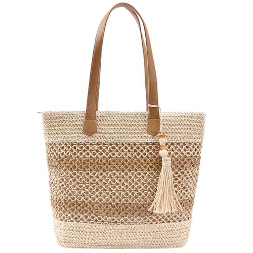 shoowyees Straw Beach Tote Bag Women - 2026 Handwoven Summer Purse Handbag with Zipper Perfect for Vacation Travel Pool | ...