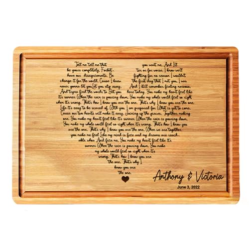 Personalized Cutting Board Wedding Heart Song Lyrics Couple Gifts - Anniversary Customized Romantic Gift for Her - For Hi...