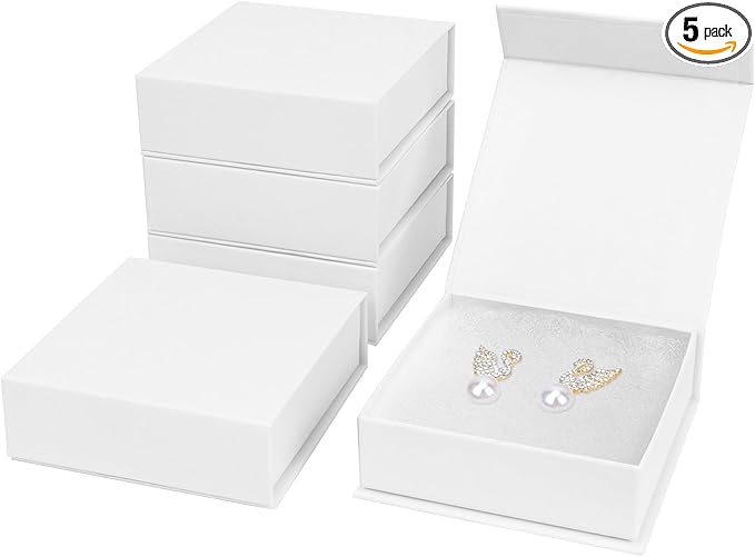 Mirgrime Jewelry Gift Boxes, 5 Pack 3.5x3.5x1 inch Small Jewelry Boxes, Cardboard Box for Necklaces Bracelet Earring Ring...