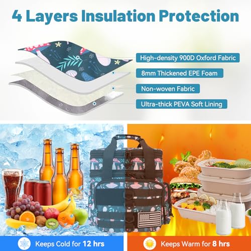 GVGHIDZ Tactical Lunch Bag for Men and Women – Large Insulated, Leakproof, Waterproof Cooler with Dual Compartments and Un...