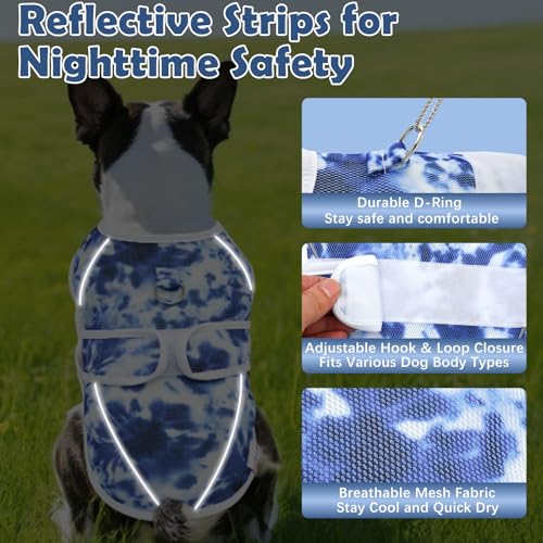 UNIPUP Dog Cooling Vest – Lightweight Pet Cooling Shirt 3D Breathable Mesh, Reflective Strips & UV Protection for Walking,...