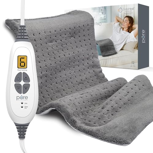Pure Enrichment® PureRelief® XL Heating Pad - 12" x 24" Electric Heating Pad for Back Pain & Cramps, 6 Heat Settings, Soft...