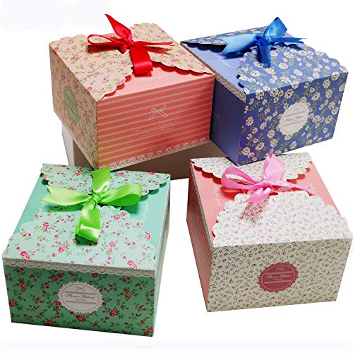Chilly Gift Treat Boxes 20 Pack Gift Boxes with Ribbons for Cake, Cookies, Goodies, Candy, Handmade Bath Bombs Shower Soap...