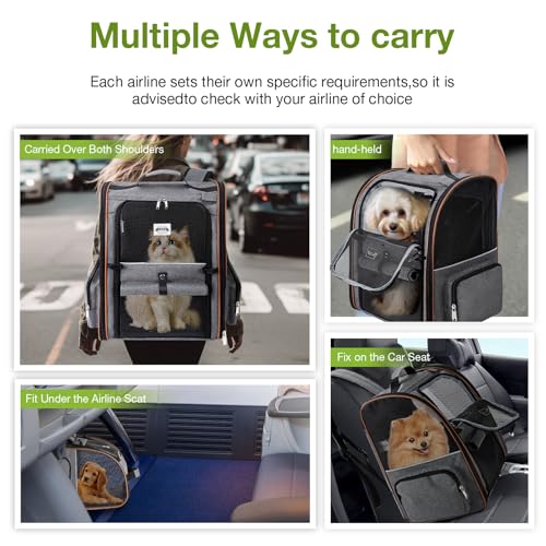 Lekebobor Cat Carrier Backpack, Expandable Pet Carrier with Sun Shade & Full Front Opening, Breathable Mesh Backpack for S...