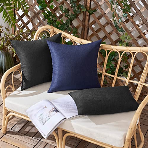 Woaboy Set of 2 Outdoor Waterproof Throw Pillow Covers Decorative Farmhouse Linen Pillowcases Solid Cushion Cases for Pati...