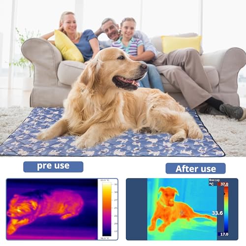 Langsprit Dog Cooling Mat, Washable Dogs Cats Pet Non-Toxic Cooling Pads Summer Sleeping Kennel Mats，Pet Self Cool Ice Bla...