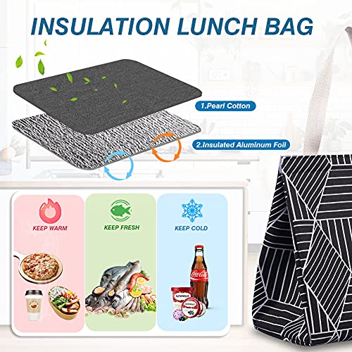 iknoe Insulated Lunch Bag for Women & Adults, 9L Foldable Wide-Open Cooler Bag with Pockets, Leakproof & Portable, for Pic...