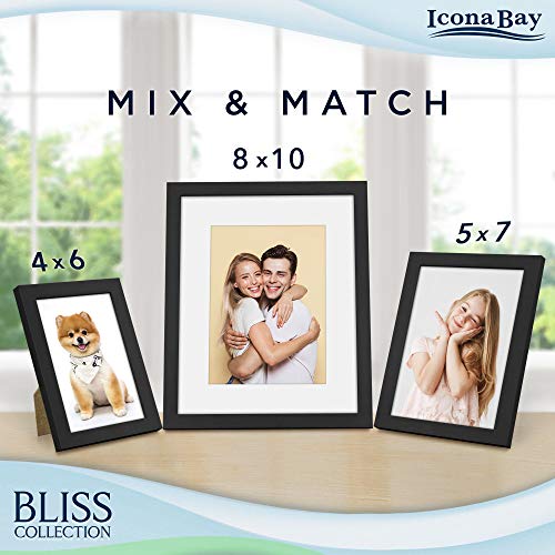 Icona Bay - 4x6 Black Picture Frame - Modern Style Engineered Wood Frame - Table Top or Wall Mount - Bliss Collection