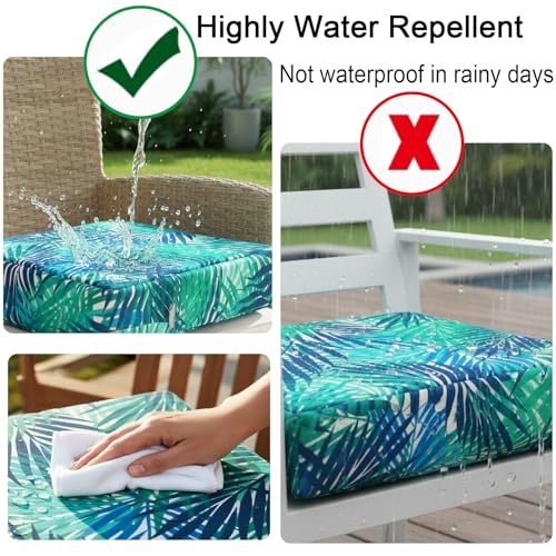 NettyPro Outdoor Cushion Slipcovers Waterproof 4 Pack Patio Chair Seat Cushion Covers with Zipper and Tie, 20 x 20 x 2 Inc...