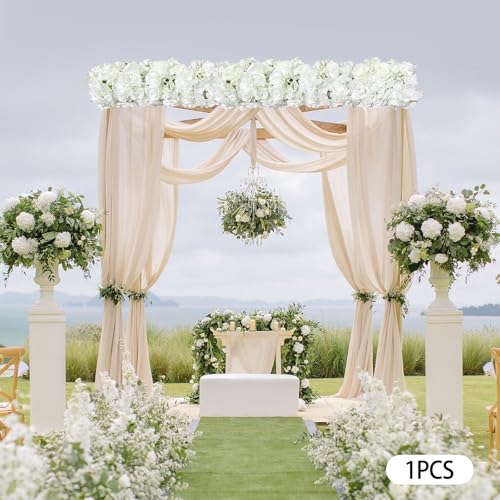DIITGGE Artificial Silk Flowers Row, 3.28FT White Rose Panel Backdrop - Fake Flower Vine Garland for Wedding Arch, Door Ar...