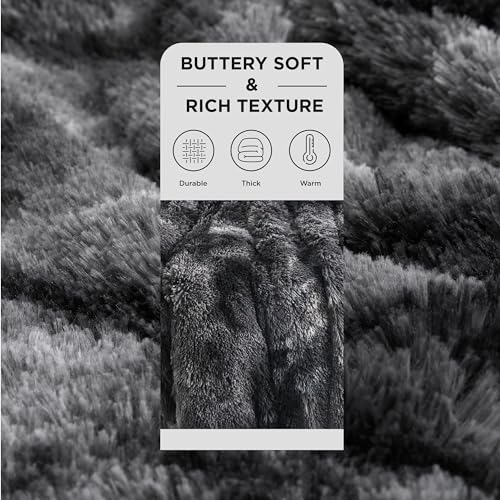 Bedsure GentleSoft Fluffy Black Blanket Cozy Gifts for Men, Black Home Decor Soft Fuzzy Plush Thick Warm Sherpa Fleece Fau...