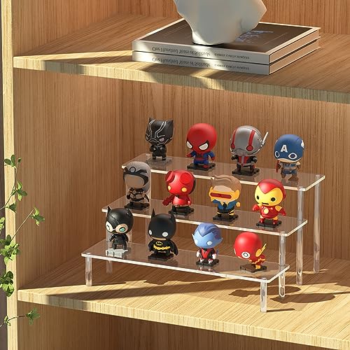 Aredpoook Acrylic Display Risers, 3 Tier Perfume Organizer Stand, Clear Cupcake Stand Holder, Large Shelf Risers for Figur...