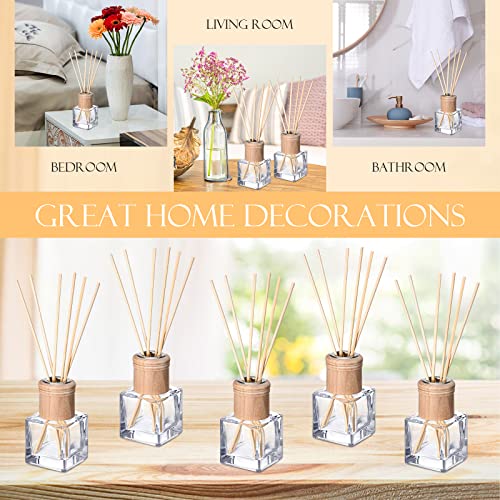 Roshtia 4 Set Reed Diffuser Bottle Empty Refillable Fragrance Glass Diffuser Bottles with Wooden Caps Rattan Sticks 50ml ...