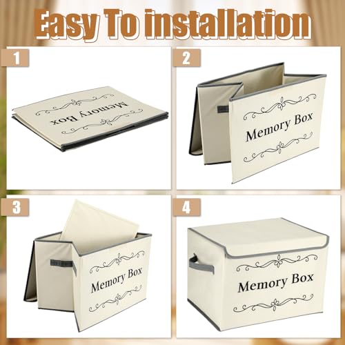 LemonRoad 2Pcs Memory Box Keepsakes for Kid Memory Decorative Storage Box Bin with Lid for Baby Wedding Travel Birthday An...