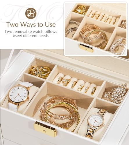 Homde Jewelry Box Large for Women: 6 Layers 5 Drawers Organizer with Mirror for Ring Earring Necklace - Storage Holder wit...