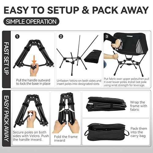 MARCHWAY Lightweight Folding Camping Chair, Portable Foldable Compact for Outdoor Camp, Travel, Beach, Picnic, Festival, H...