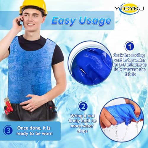 YTCYKJ Cooling Ice Vest for Men Women,Adjustable Evaporative Cooling Vest for Hot Weather,230g Lightweight, Reusable, No I...