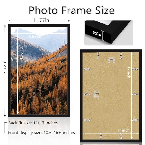 Picrit 11x17 Picture Frame, Photo Frame for Wall Mounting Display, Black