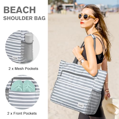 G4Free Beach Bag, Waterproof Sandproof Beach Tote Bag, Large Capacity Foldable for Women