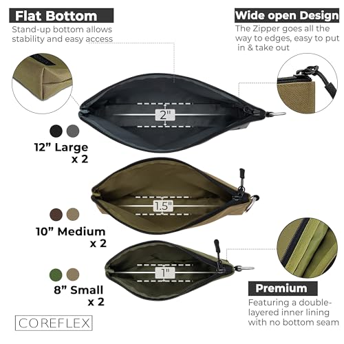 COREFLEX Premium Tool Pouch Zipper Bag, Small Tool Bag, Multipurpose Storage pouch, Heavy duty Flat Bottom Tool bag with Y...