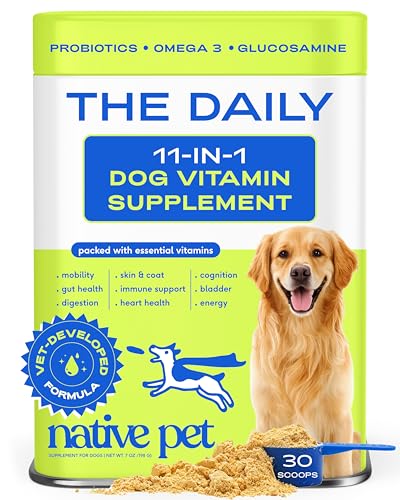 Native Pet The Daily Dog Vitamins & Supplements - 11-in-1 Multivitamin Powder for Dogs - Supports Whole Body Health, Diges...