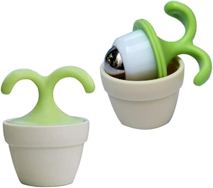 VUFVOID 2PCS Handheld Body Massager Mini Potted Plant Shaped Roller Ball Bead Relaxation Neck Foot Face Pot Desk Decor Mas...