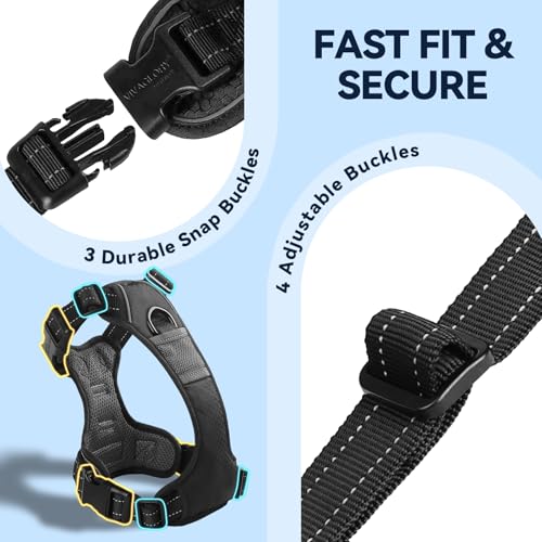 VIVAGLORY Dog Harness Easewalk No Pull Dog Harness with Handle Front Clip & Back Clip for Training Walking Lifting, No Pul...
