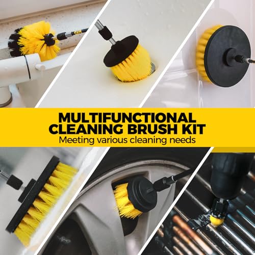 Holikme 30Pack Drill Brush Attachments Set,Scrub Pads & Sponge, Power Scrubber Brush with Extend Long Attachment All Purpo...