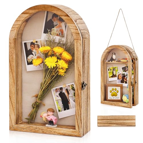 DGWJSU Shadow Box Frame 10x16 Large Shadow Boxes Display Cases with Linen Back and Removable Shelves, Picture Frame Weddin...